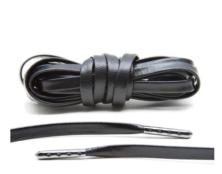 Black Luxury Leather Laces - Gunmetal Plated